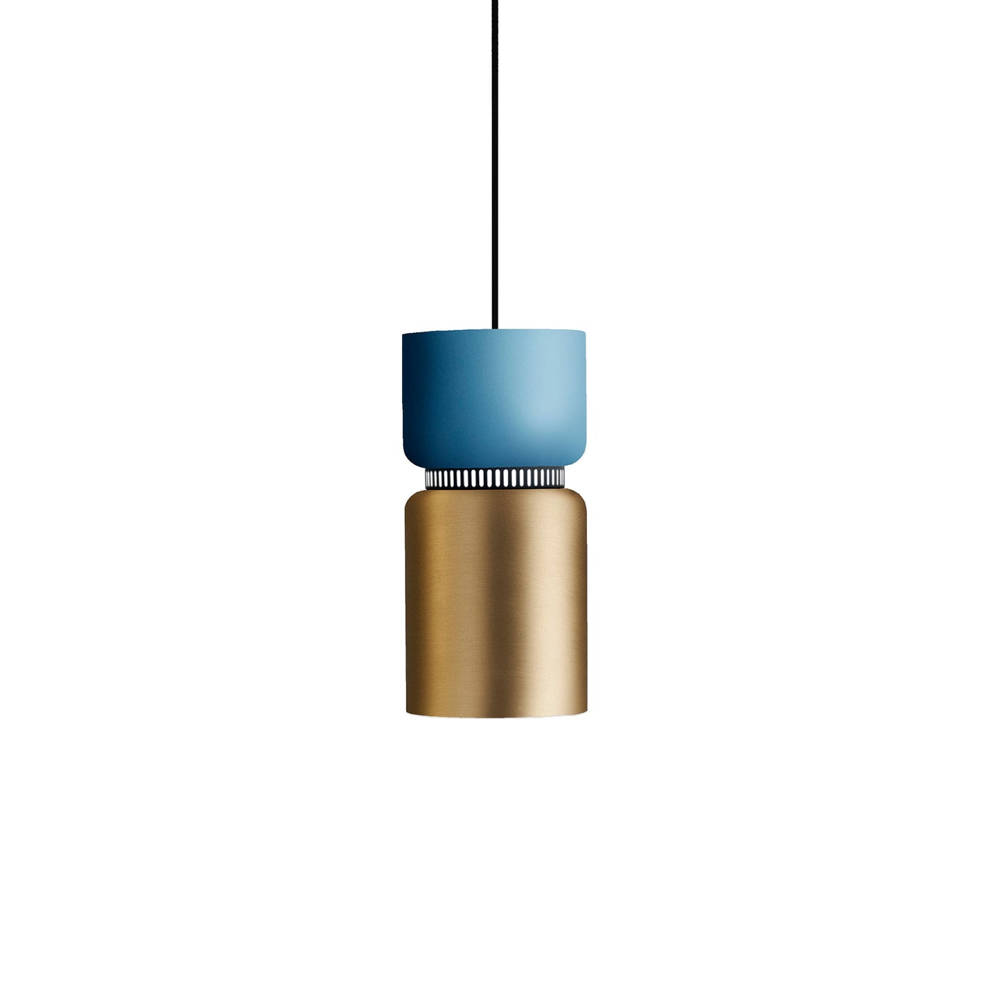 Aspen S17A Pendant Light in Aqua/Brass.