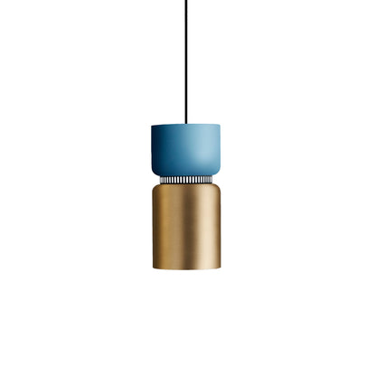 Aspen S17A Pendant Light in Aqua/Brass.