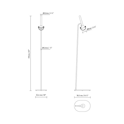 Berry LED Floor Lamp - line drawing.
