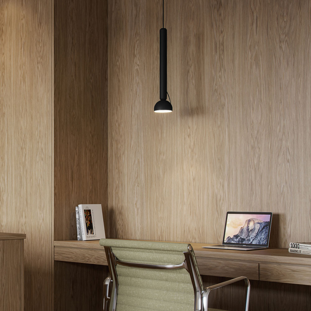 Berry LED Pendant Light in workroom.