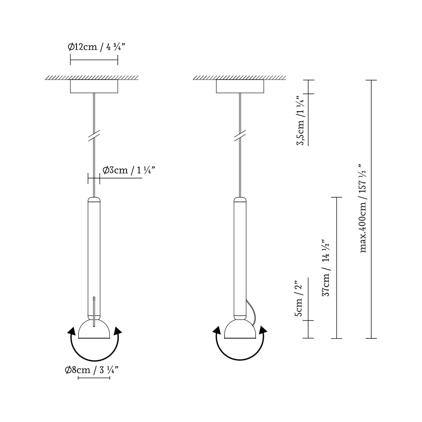Berry LED Pendant Light - line drawing.