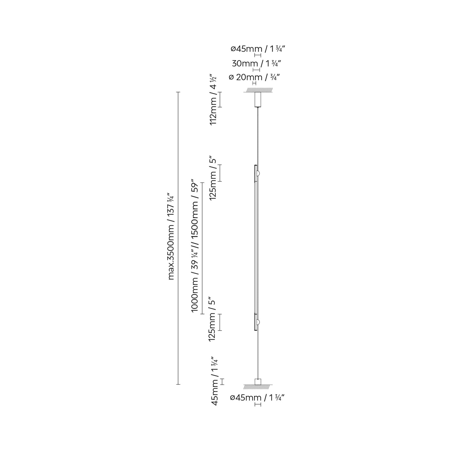 Bimu LED Pendant Light - line drawing.