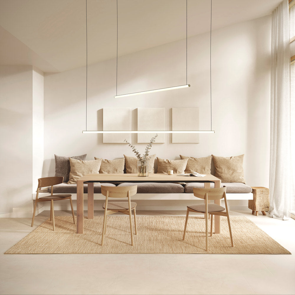 Blokinline Linear LED Pendant Light in living room.