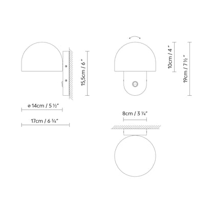 Bowee W3 LED Wall Light - line drawing.