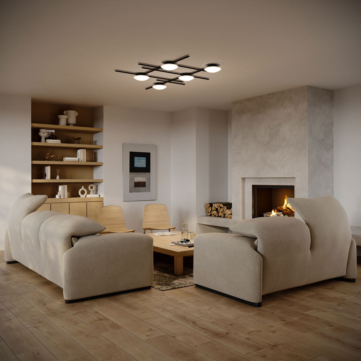 Crosshatch LED Ceiling / Wall Light in living room.