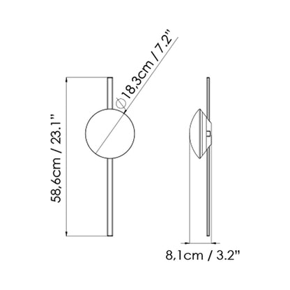 Crosshatch LED Ceiling / Wall Light - line drawing.