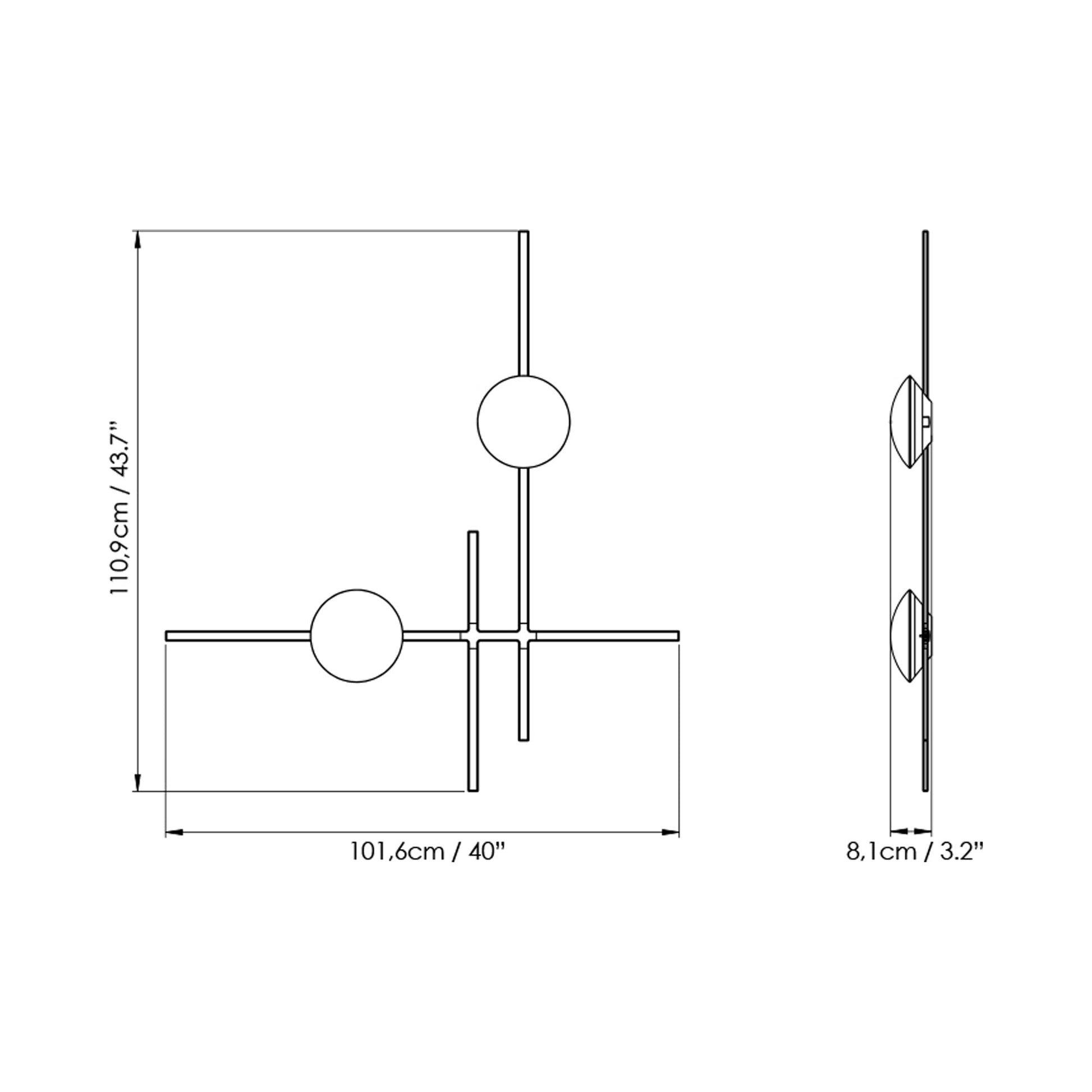 Crosshatch LED Ceiling / Wall Light - line drawing.