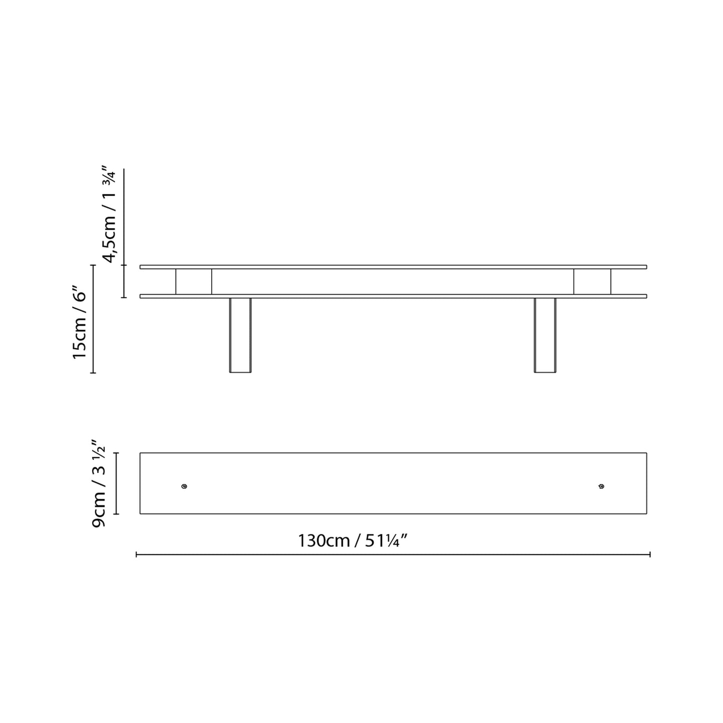 Marc Arm LED Wall Light - line drawing.