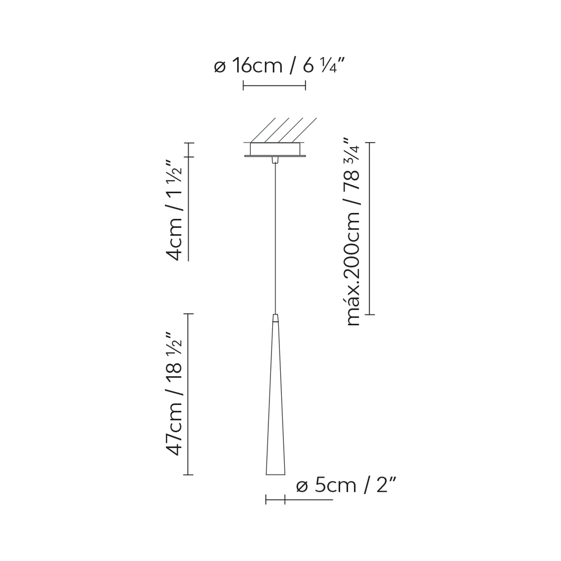 Micro LED Pendant Light - line drawing.