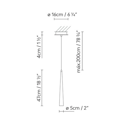 Micro LED Pendant Light - line drawing.