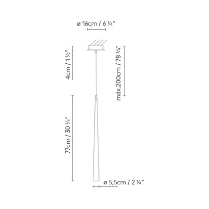 Micro LED Pendant Light - line drawing.