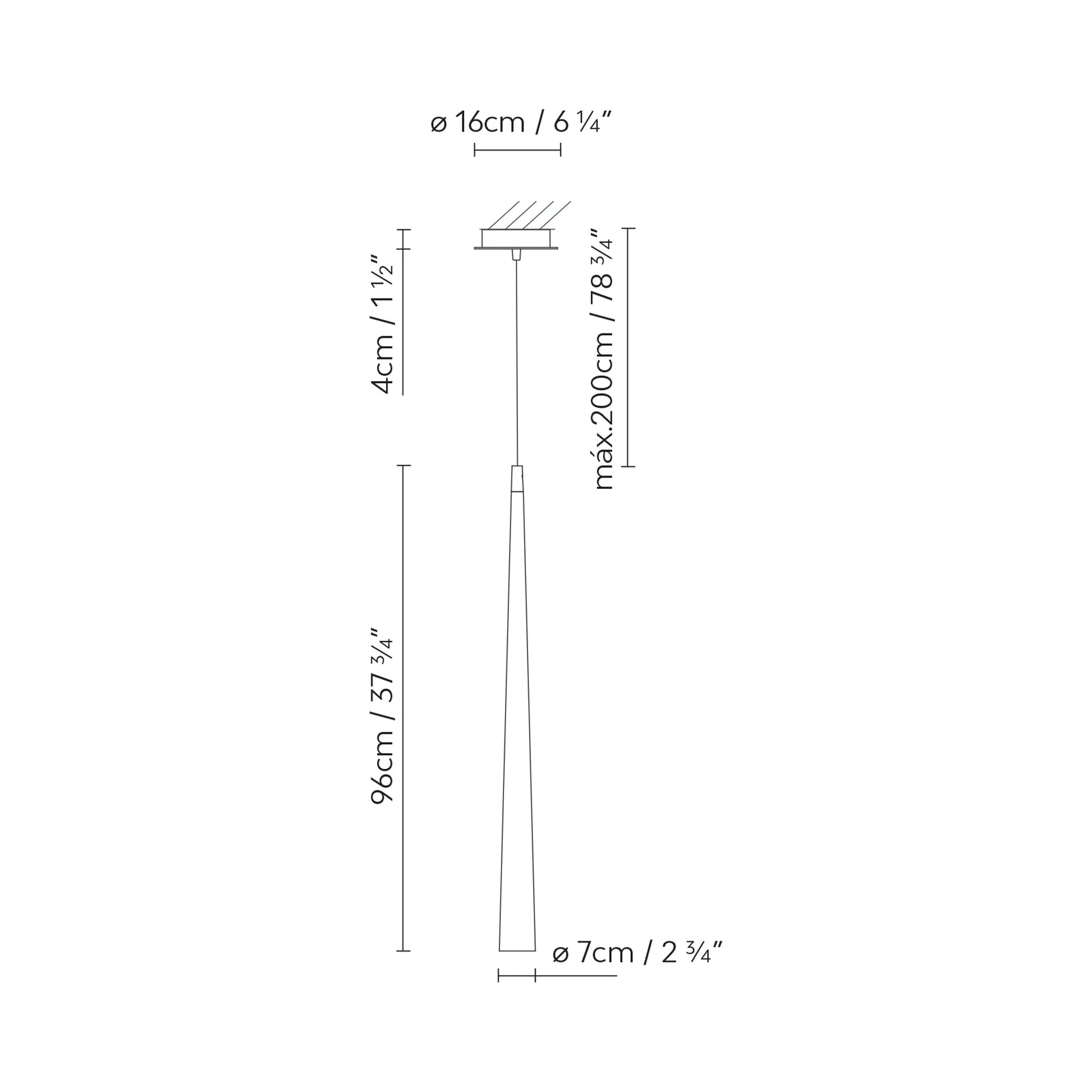 Micro LED Pendant Light - line drawing.