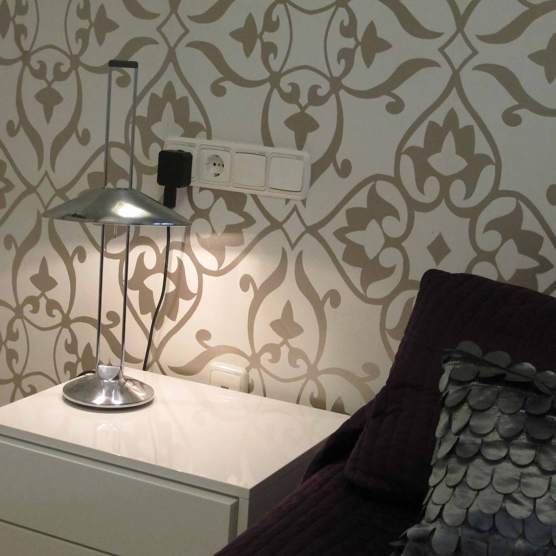 Regina T Table Lamp in bedroom.