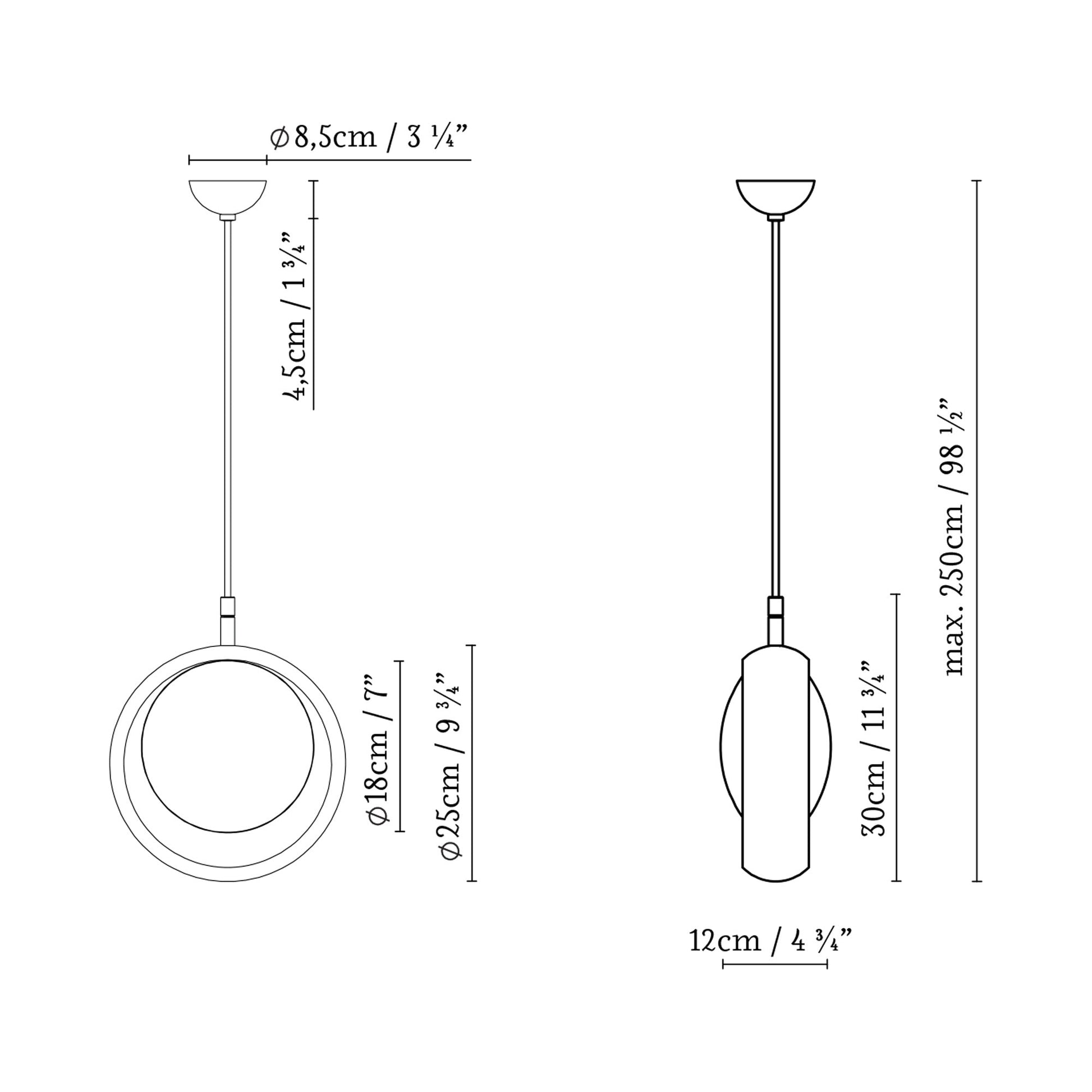 Ring S1 Pendant Light - line drawing.