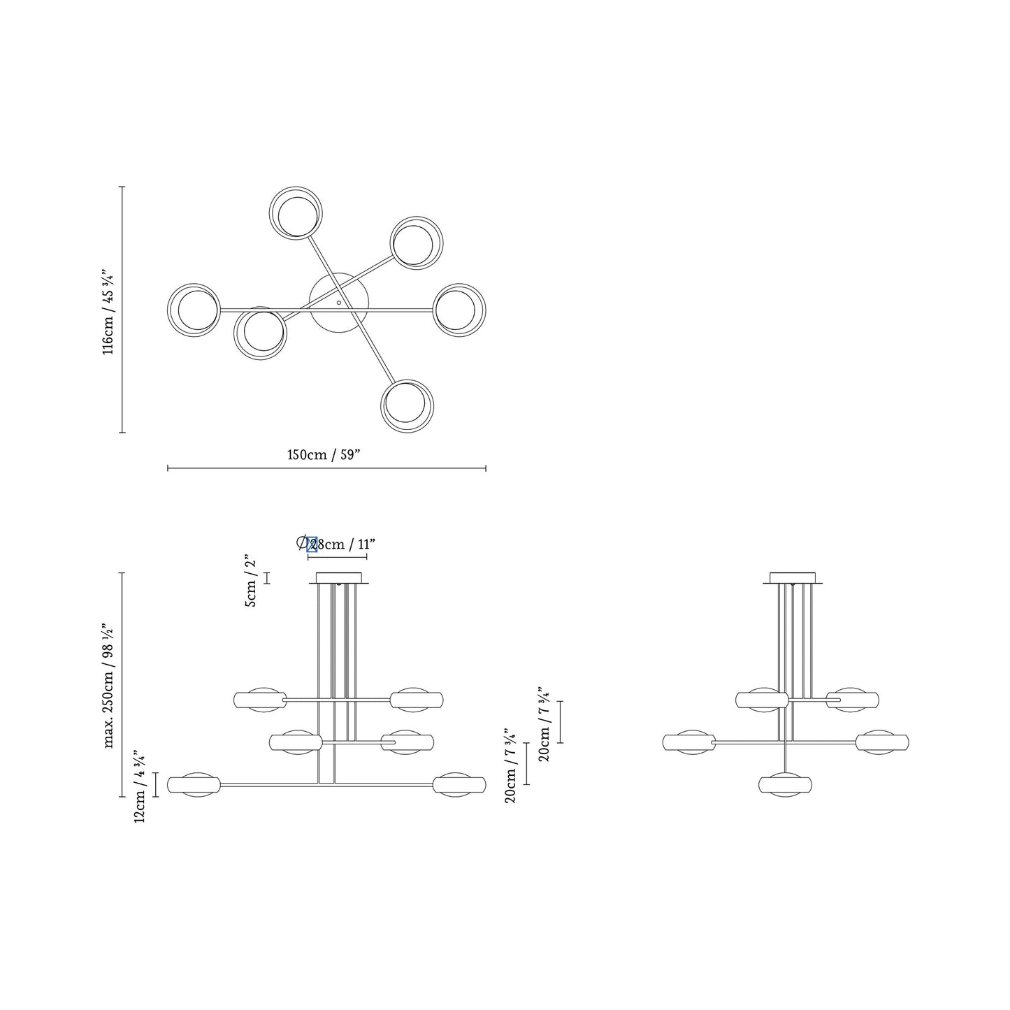 Ring S6 Pendant Light - line drawing.
