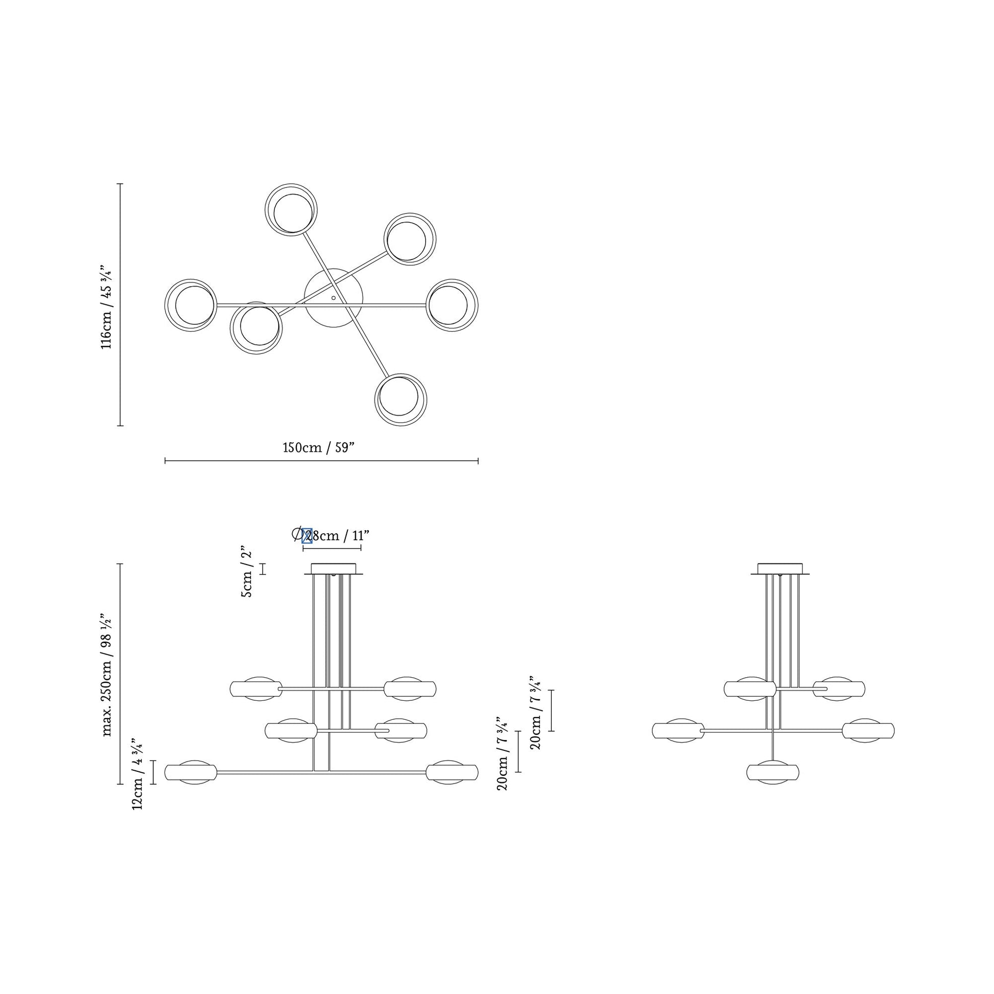 Ring S6 Pendant Light - line drawing.