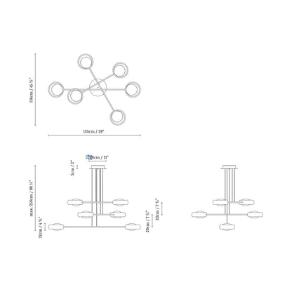 Ring S6 Pendant Light - line drawing.