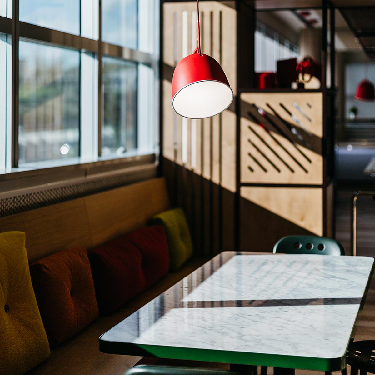 Scout S Pendant Light in restaurant.