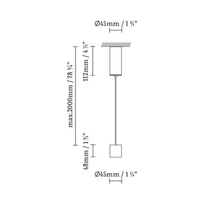 Sis Spot LED Pendant Light - line drawing.