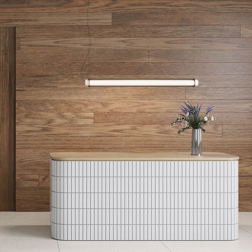 Slim Skin Horizontal LED Pendant Light in living room.