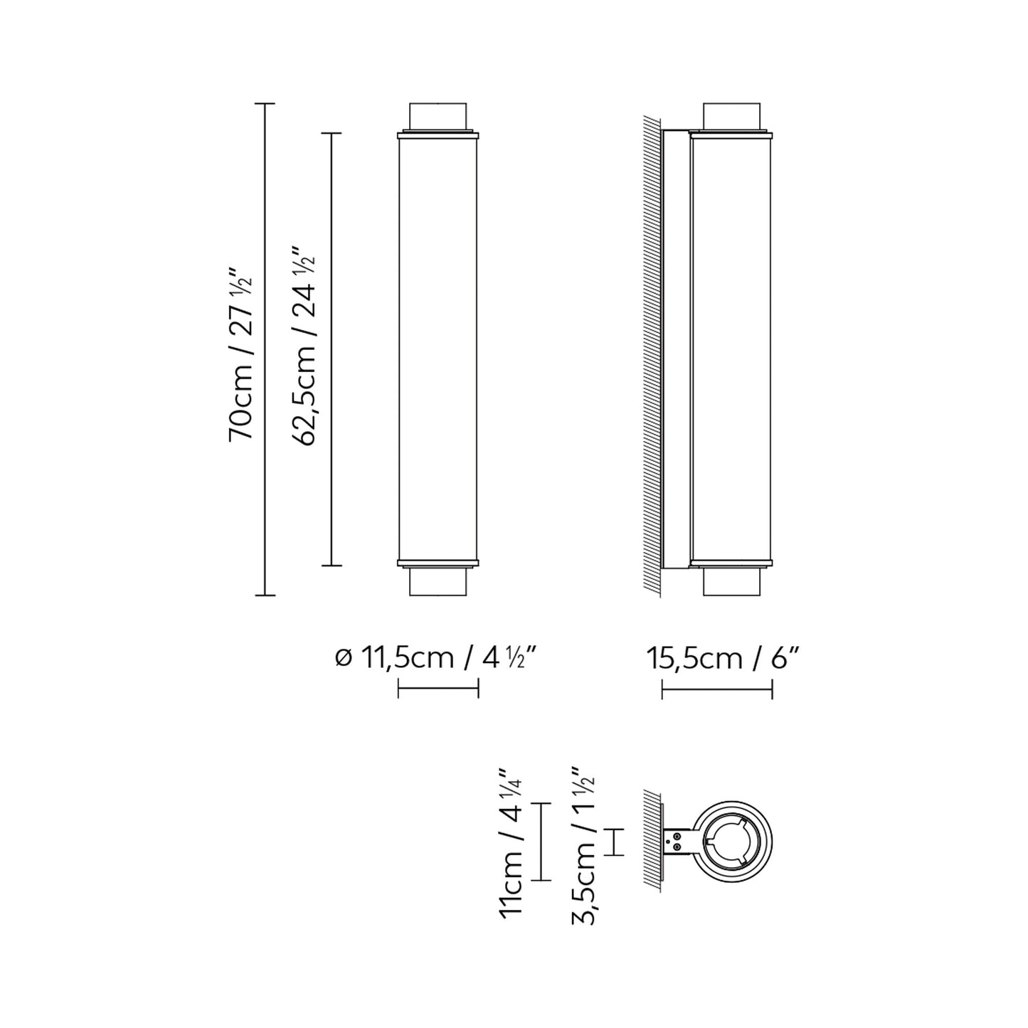 Slim Skin LED Wall Light - line drawing.