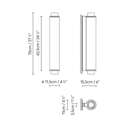 Slim Skin LED Wall Light - line drawing.