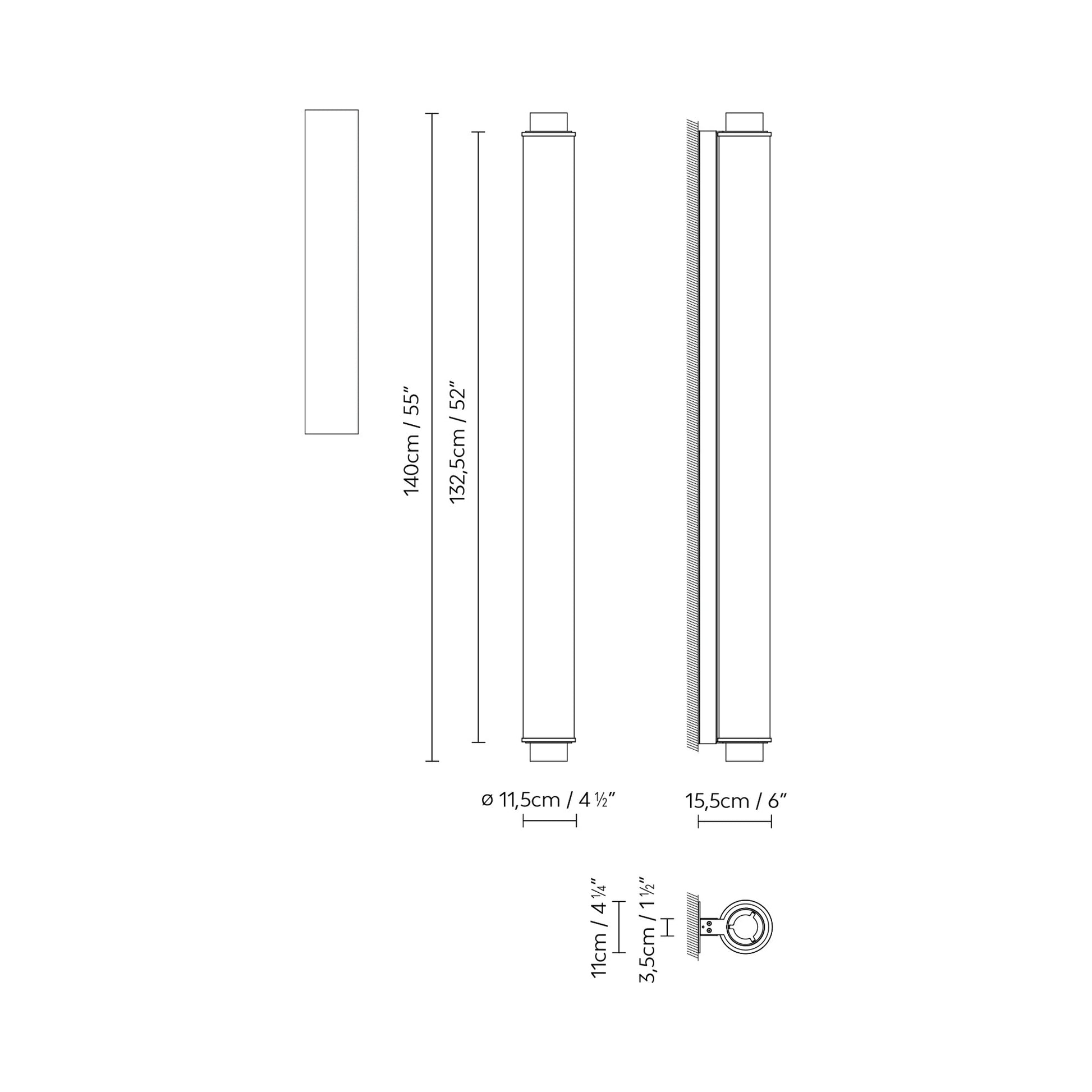Slim Skin LED Wall Light - line drawing.