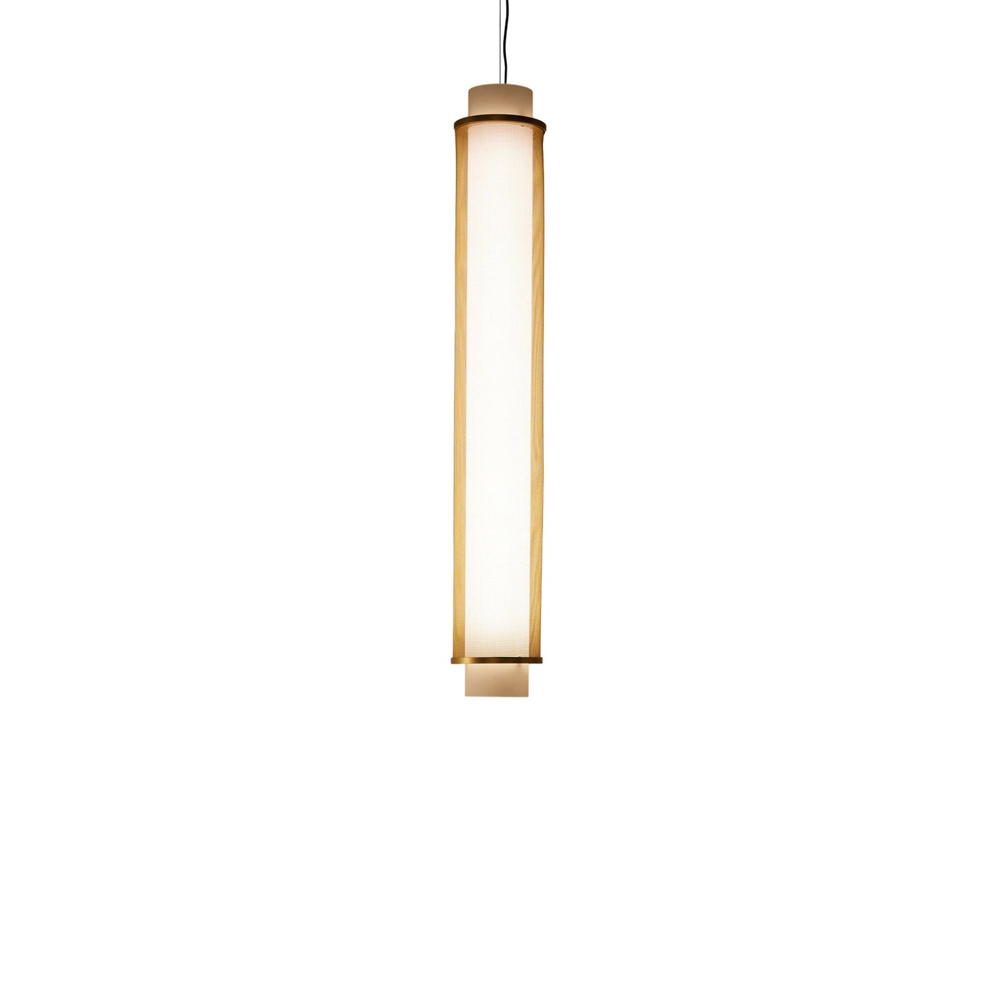 Slim Skin Vertical LED Pendant Light in Opal Brass (27.5-Inch).