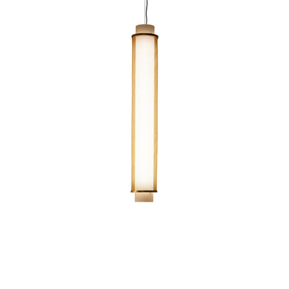 Slim Skin Vertical LED Pendant Light in Opal Brass (27.5-Inch).