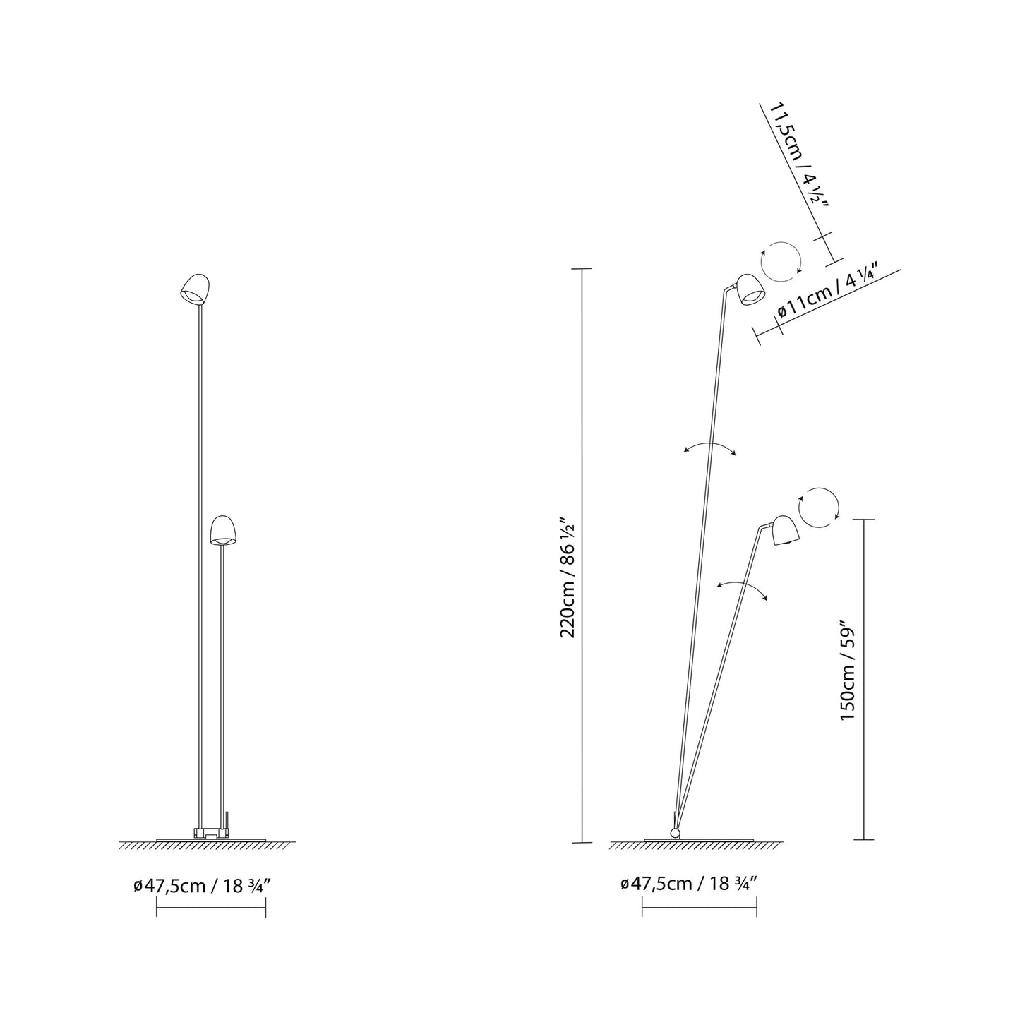 Speers LED Floor Lamp - line drawing.