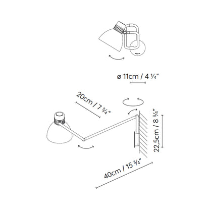 Blux System W20 Wall Light - line drawing.