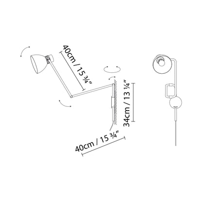 Blux System W40 Plug-In Wall Light - line drawing.