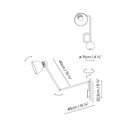 Blux System W40 Wall Light - line drawing.