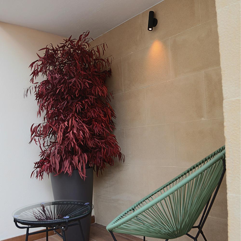 Tube Outdoor LED Wall Light in living room.