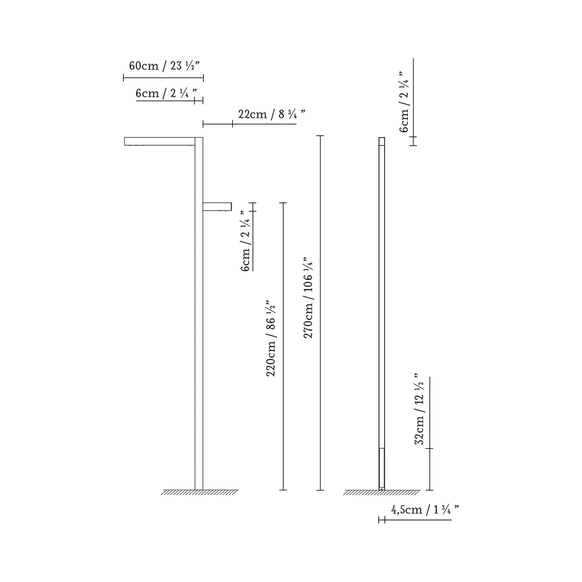 Zenthin Outdoor LED Floor Lamp - line drawing.