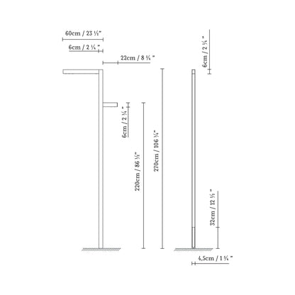 Zenthin Outdoor LED Floor Lamp - line drawing.