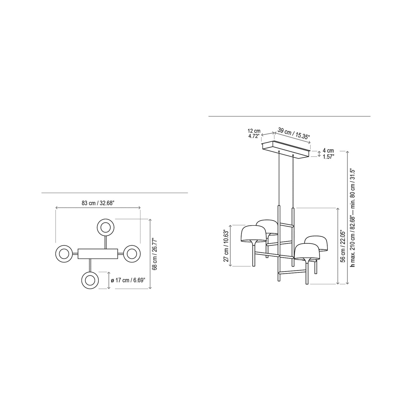 Bol LED Pendant Light - line drawing.