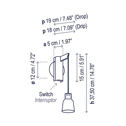 Drop A01 LED Wall Light - line drawing.