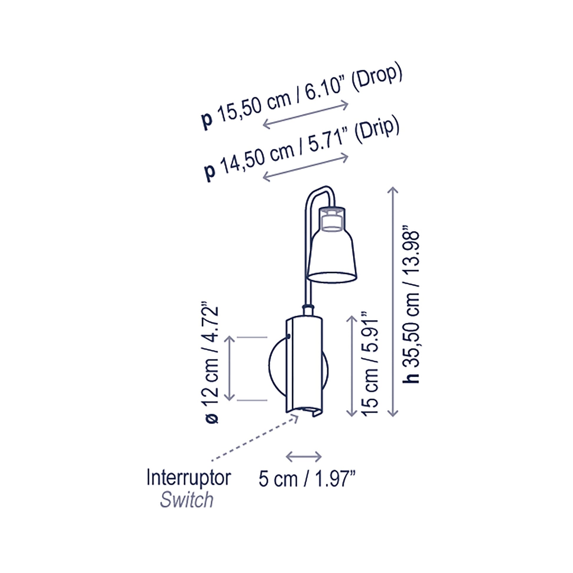 Drop A02 LED Wall Light - line drawing.