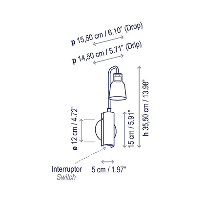 Drop A02 LED Wall Light - line drawing.