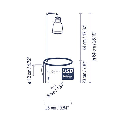 Drop A03 LED Wall Light - line drawing.