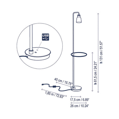 Drop LED Floor Lamp - line drawing.