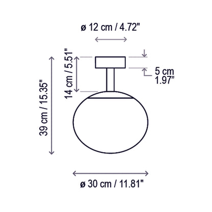 Elipse Outdoor Semi Flush Mount Ceiling Light - line drawing.