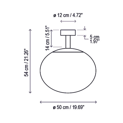 Elipse Outdoor Semi Flush Mount Ceiling Light - line drawing.