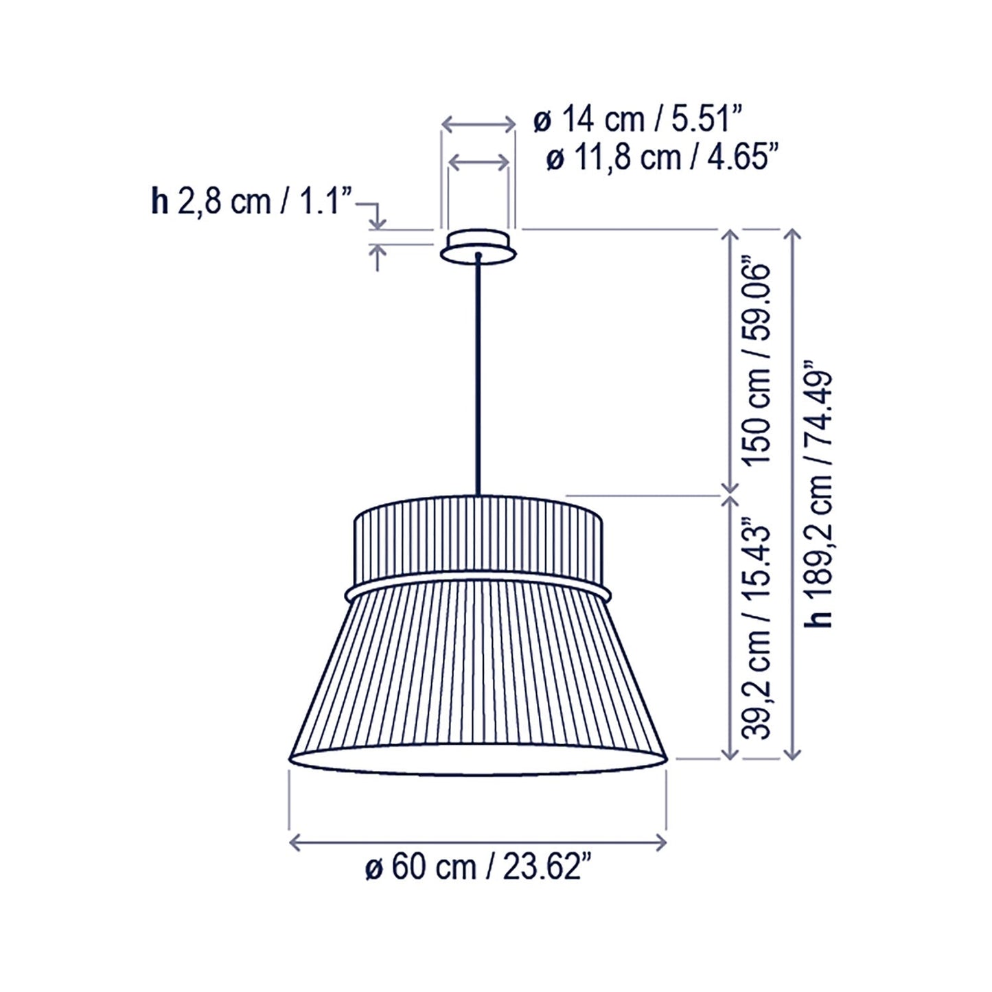 Folie Pendant Light - line drawing.
