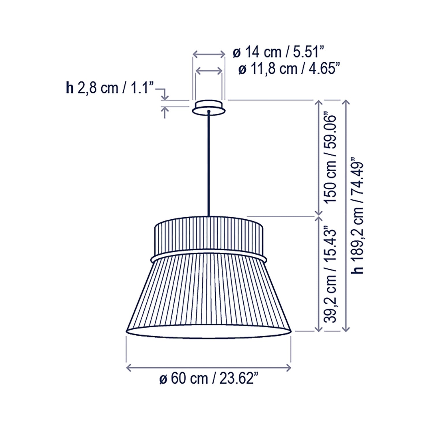 Folie Pendant Light - line drawing.