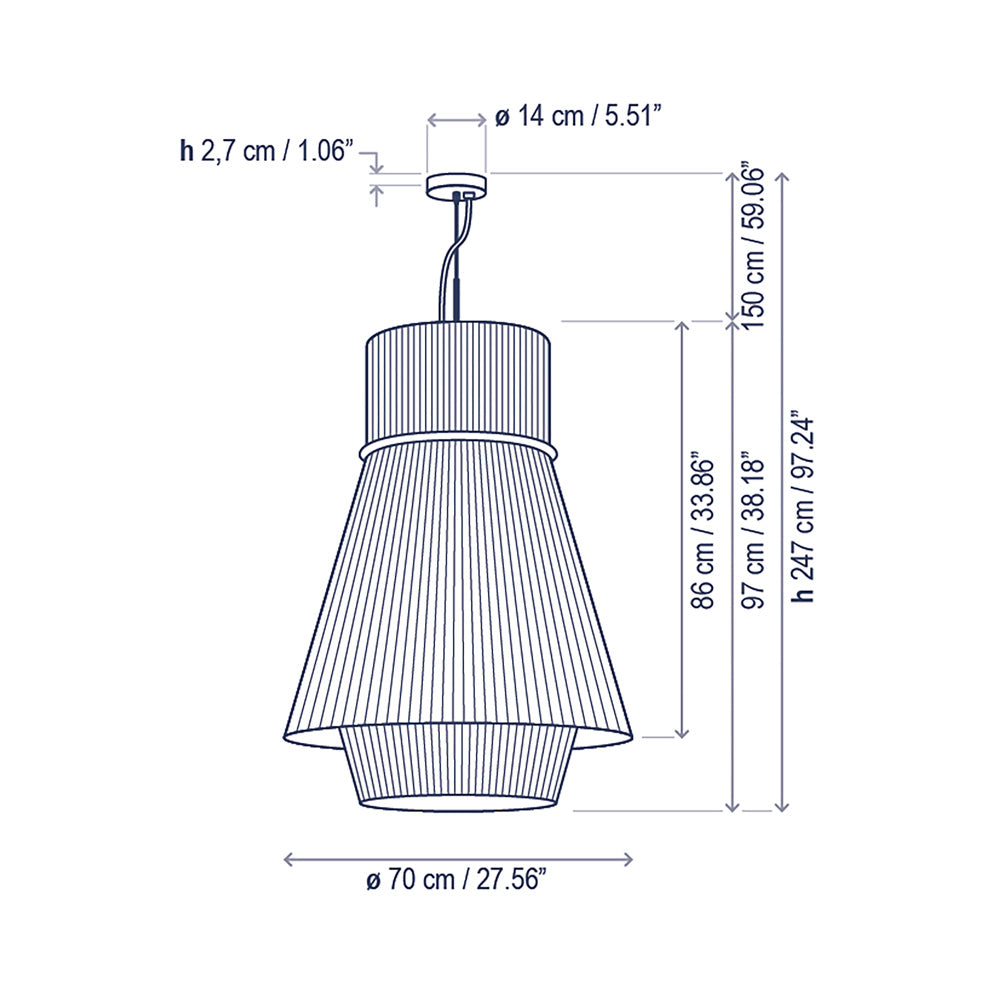 Folie Pendant Light - line drawing.