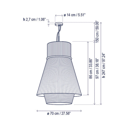Folie Pendant Light - line drawing.
