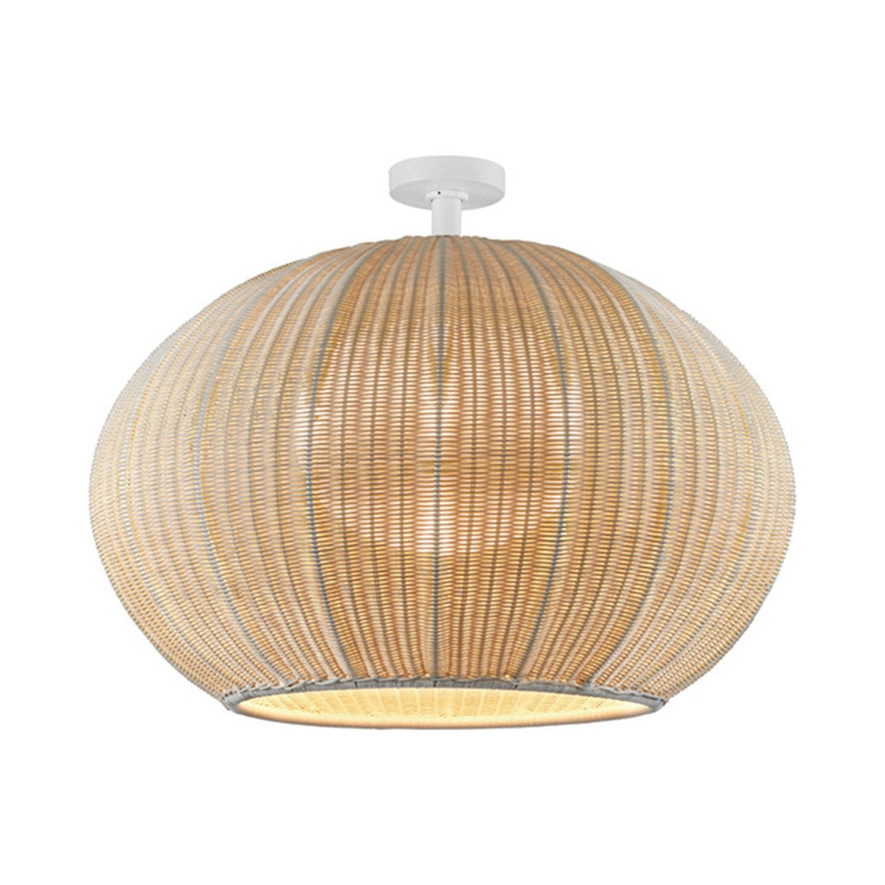 Garota Outdoor Flush Mount Ceiling Light in Natural White Frame/Ivory White.