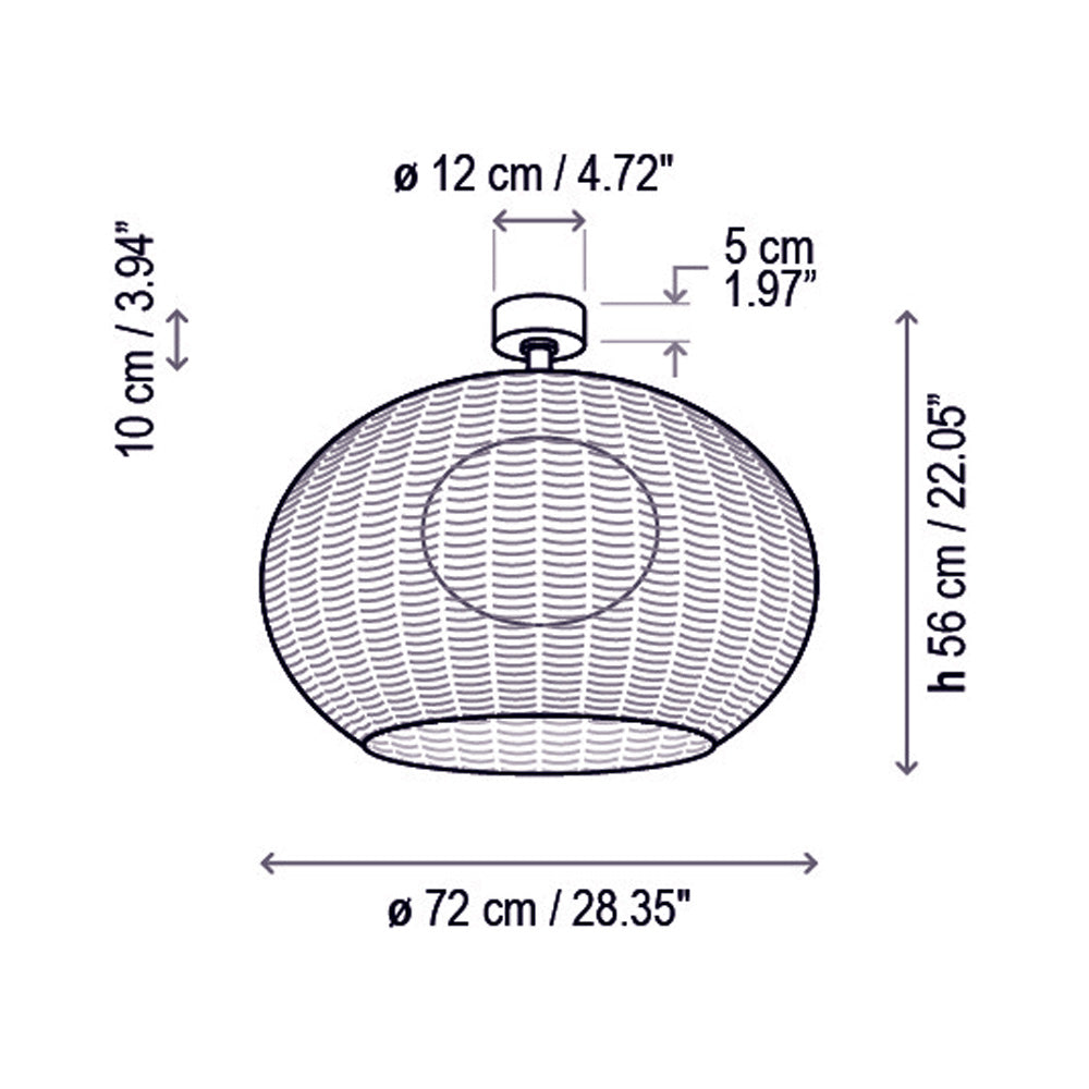 Garota Outdoor Flush Mount Ceiling Light - line drawing.